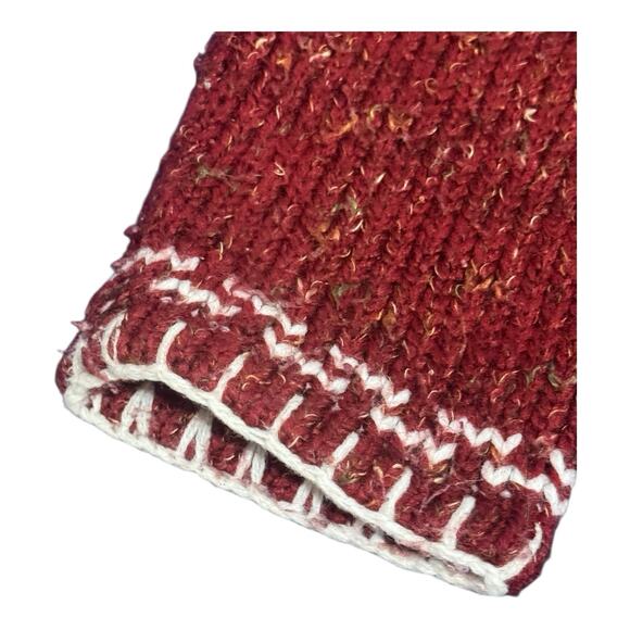 VTG Christopher Banks Med Red Hand Embroidered Christmas Snowman Nature Sweater - Picture 9 of 13